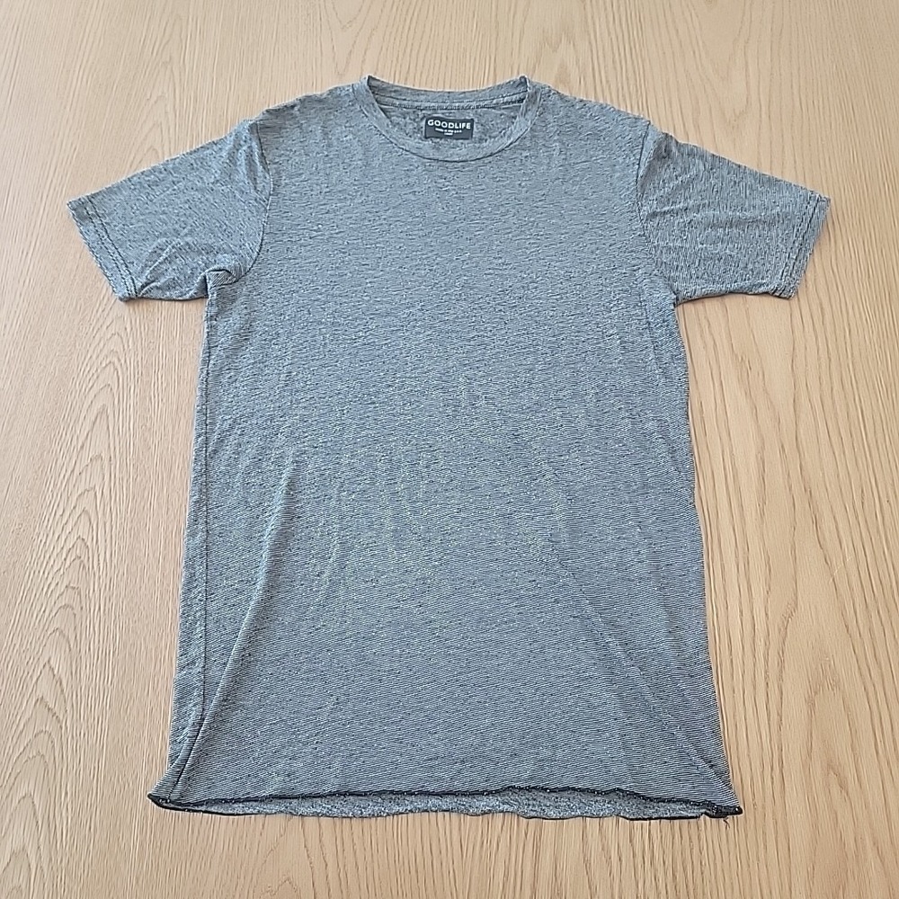 GoodLife Men's T Shirt‎ Small Striped Black White Heathered Made In USA - Read